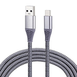 Wewoo Cordon tressé en nylon de 1,8 m Câble de charge de synchronisation de données USB de type C avec 110 fils de cuivre, charge rapide, pour Galaxy, Huawei, Xiaomi, LG, HTC et autres téléphones intelligents (Gris)