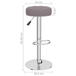 vidaXL Tabourets de bar lot de 2 taupe tissu pas cher