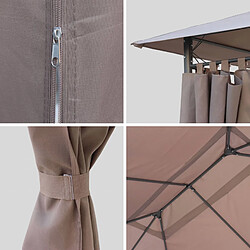 Acheter Tonnelle 3x4 m - Divio - Toile taupe - Pergola avec rideaux, tente de jardin, barnum | sweeek