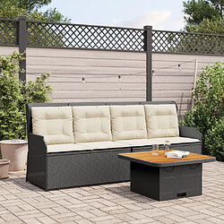 vidaXL Salon de jardin 3 pcs avec coussins Noir Résine tressée