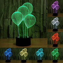 Wewoo Lampe 3D Ballon Style 7 Couleur Décoloration Creative Visual Stéréo 3D Tactile Commutateur LED Lumière Bureau de Nuit