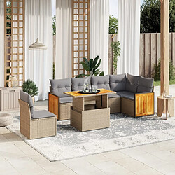 vidaXL Salon de jardin avec coussins 7 pcs beige résine tressée 