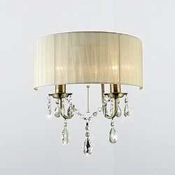 Luminaire Center Applique murale Olivia avec interrupteur avec Abat jour crème ivoire 2 Ampoules laiton antique/cristal