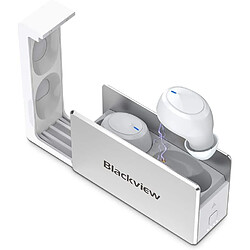 Blackview AirBuds 2 Ecouteuer Bluetooth 5.0 sans Fil avec USB-C Charge Rapide, 25 Heures d'Autonomie, Appariement Automatique, Micro Intégré, Stéréo Hi-FI Oreillette pour iPhone et Android(Blanc)