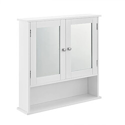 Helloshop26 Armoire de salle de bain vintage avec miroir meuble de salle de bain avec porte 3 surface de stockage MDF laqué 58 cm blanc 03_0000784