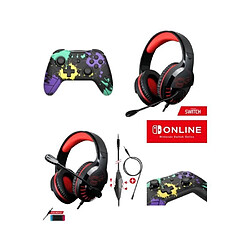 Manette SWITCH Bluetooth Color stain Nintendo PRO GAMING + CASQUE ROUGE SWITCH PRO H3 SPIRIT OF GAMER SWITCH EDITION