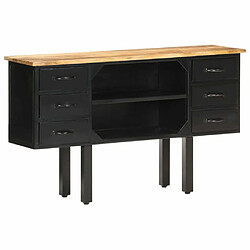 Maison Chic Buffet,Meuble de Rangement,commode pour salon,Cuisine 110x30x65 cm Bois de manguier massif brut et acier -MN69020