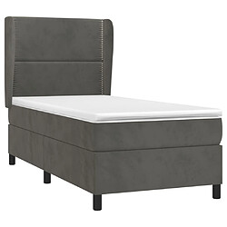 Avis Maison Chic Lit Adulte - Lit simple Lit à sommier tapissier et matelas moelleux - Meuble de Chambre - Gris foncé 90x200 cm Velours -MN23022