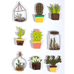 Rayher 9 stickers 3D cactus & botanique 4 cm