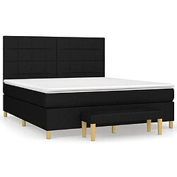 vidaXL Sommier à lattes de lit avec matelas Noir 180x200 cm Tissu