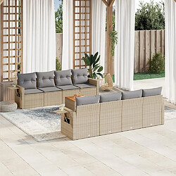 Maison Chic Salon de jardin avec coussins 9 pcs, Ensemble Tables et chaises de jardin, beige résine tressée -GKD694329