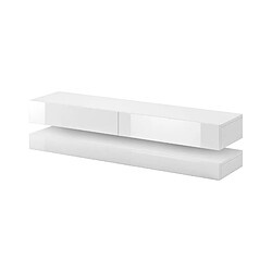 VIVALDI Meuble TV - FLY - 140 cm - blanc mat / blanc brillant - style moderne