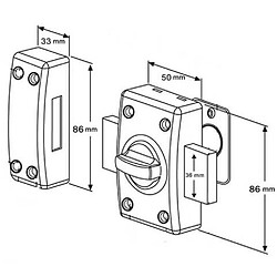 Paire de verrous cuivré à bouton et clé Cylindre 45 mm 4 clés