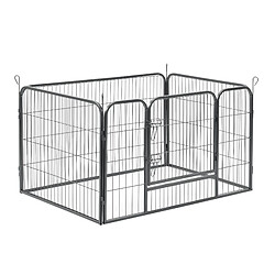 Enclos Parc pour Animaux avec Porte 125 x 85 x 70 cm Acier Argenté [pro.tec]