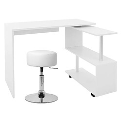 Bureau avec quatre roulettes 150x88x75 cm Blanc en MDF ML-Design