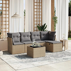 vidaXL Salon de jardin avec coussins 6pcs mélange beige résine tressée 