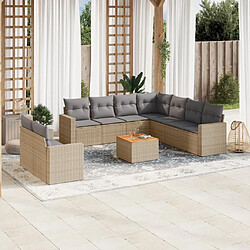 vidaXL Salon de jardin et coussins 10 pcs mélange beige résine tressée