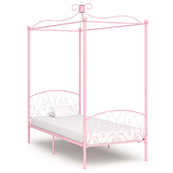 vidaXL Cadre de lit à baldaquin sans matelas rose métal 100x200 cm 