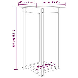 vidaXL Table de bar Noir 60x60x110 cm Bois massif de pin pas cher