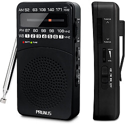 PRUNUS radio portable de Poche FM AM(MW) à piles noir