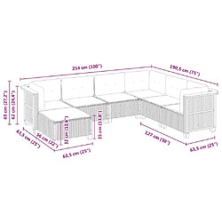 vidaXL Salon de jardin avec coussins 7 pcs gris résine tressée pas cher