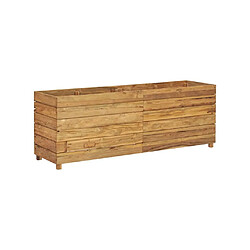 Vente-Unique Jardinière lit surélevé plantes fleurs jardin 150 x 40 x 55 cm bois de teck recyclé et acier 02_0000913