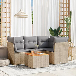 vidaXL Salon de jardin avec coussins 5 pcs beige résine tressée 