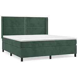 Maison Chic Structures de lit + matelas,Lit à sommier tapissier et matelas pour Chambre Vert foncé 180x200cm Velours -MN22084