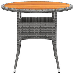 vidaXL Table de jardin Ø80x75 cm Résine tressée et bois d'acacia Gris