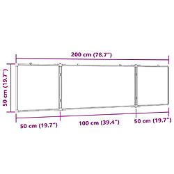 vidaXL Tableau blanc magnétique pliable 200x50x1,7 cm aluminium pas cher