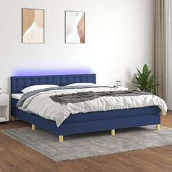 Sommier à lattes LED,Cadre à lattes de lit avec matelas pour Adulte Bleu 160x200 cm Tissu -MN33319