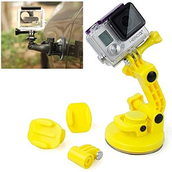 Wewoo Support Holder jaune pour GoPro Hero 4 / 3+ / 3/2/1 de ventouse de voiture + adaptateur de trépied + Vis de poignée