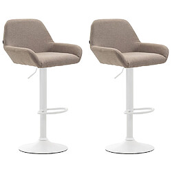 Non Lot de 2 tabourets de bar Braga tissu blanc