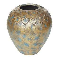 Beliani Terre cuite Vase décoratif 33 cm Doré Bleu NIDA