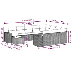 Avis vidaXL Salon de jardin 11 pcs avec coussins gris résine tressée