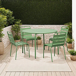 Mes Ensemble table de jardin 110 cm + 4 chaises en métal vert - BACA