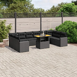 Maison Chic Salon de jardin 11 pcs avec coussins, Ensemble Tables et chaises d'extérieur noir résine tressée -GKD456979