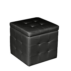 Alter Pouf-conteneur en éco-cuir, coloris noir, 45 x 47 x 45 cm