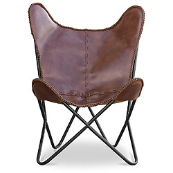 ICONIK INTERIOR Chaise Papillon en cuir marron foncé - Cognac Chocolat