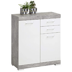 FMD Armoire avec 2 portes et 2 tiroirs 80x34,9x89,9 cm Béton et blanc 