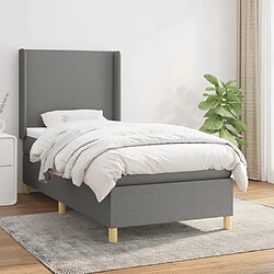 Maison Chic Lit Adulte - Lit simple Lit à sommier tapissier et matelas moelleux - Meuble de Chambre - Gris foncé 90x190 cm Tissu -MN13867