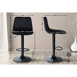 Non Lot de 2 tabourets de bar Divo velours noir