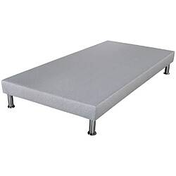 Ebac Sommier déco SR9 + pieds - Gris clair 90x190 - Lattes bois - H.13 cm - Made in France 