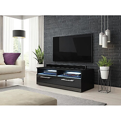 VIVALDI Meuble TV - BONN - 100 cm - noir mat / noir brillant +LED - style moderne