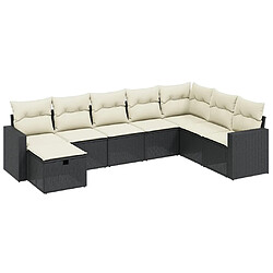 vidaXL Salon de jardin 8 pcs avec coussins noir résine tressée