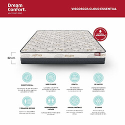 Matelas HR Viscosoja Cloud Essential 105x200 22 cm Double Face Indépendance des Lits Fermeté Haute Dream Confort pas cher