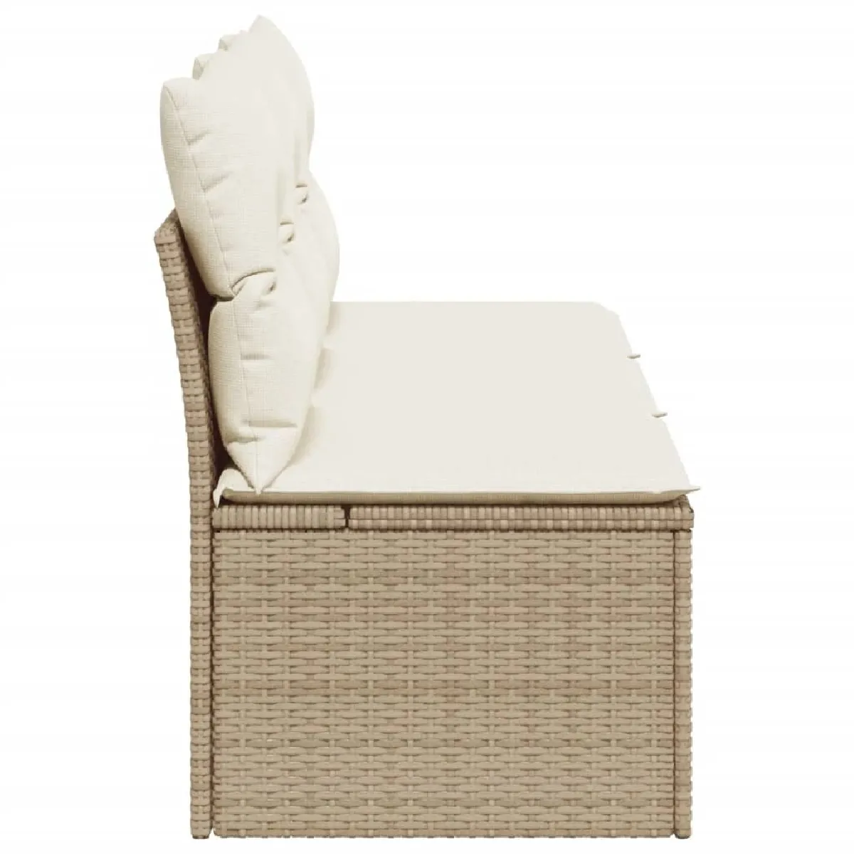 Maison Chic Canapé de jardin avec coussins 3 places | Canapé d'extérieur | Fauteuil,Banquette Jardin beige résine tressée -MN75309 pas cher