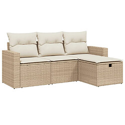 vidaXL Salon de jardin avec coussins 4 pcs beige résine tressée