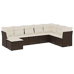 vidaXL Salon de jardin 8 pcs avec coussins marron résine tressée