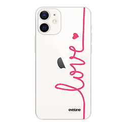 Coque iPhone 12 mini souple transparente Love Motif Ecriture Tendance Evetane